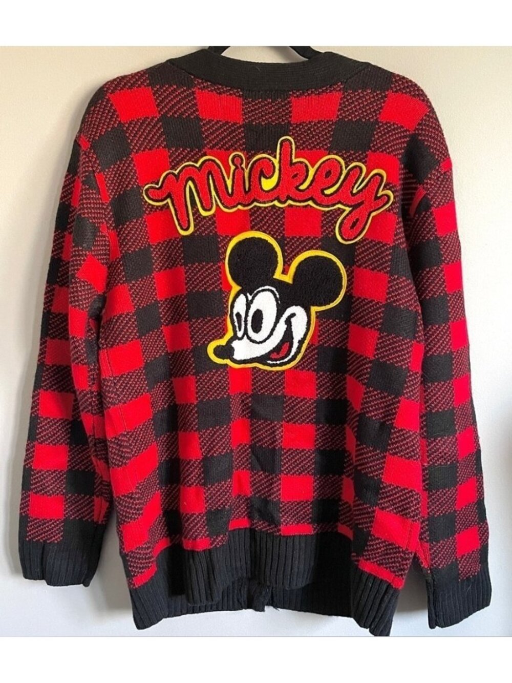 Disney x Forever 21 Mickey Mouse Checkered Cardigan Sweater - Large - Picture 8 of 9